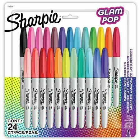 NEWELL BRANDS Markers, Permanent, Fine, Glam Pop, AST, 24PK SAN2185229